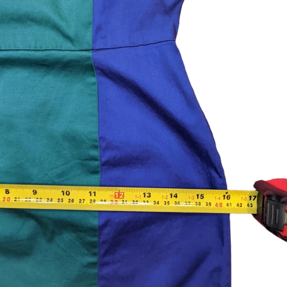 French Connection Colour Block Green Purple/Blue Strapless Mini Dress US 6 - Picture 5 of 15